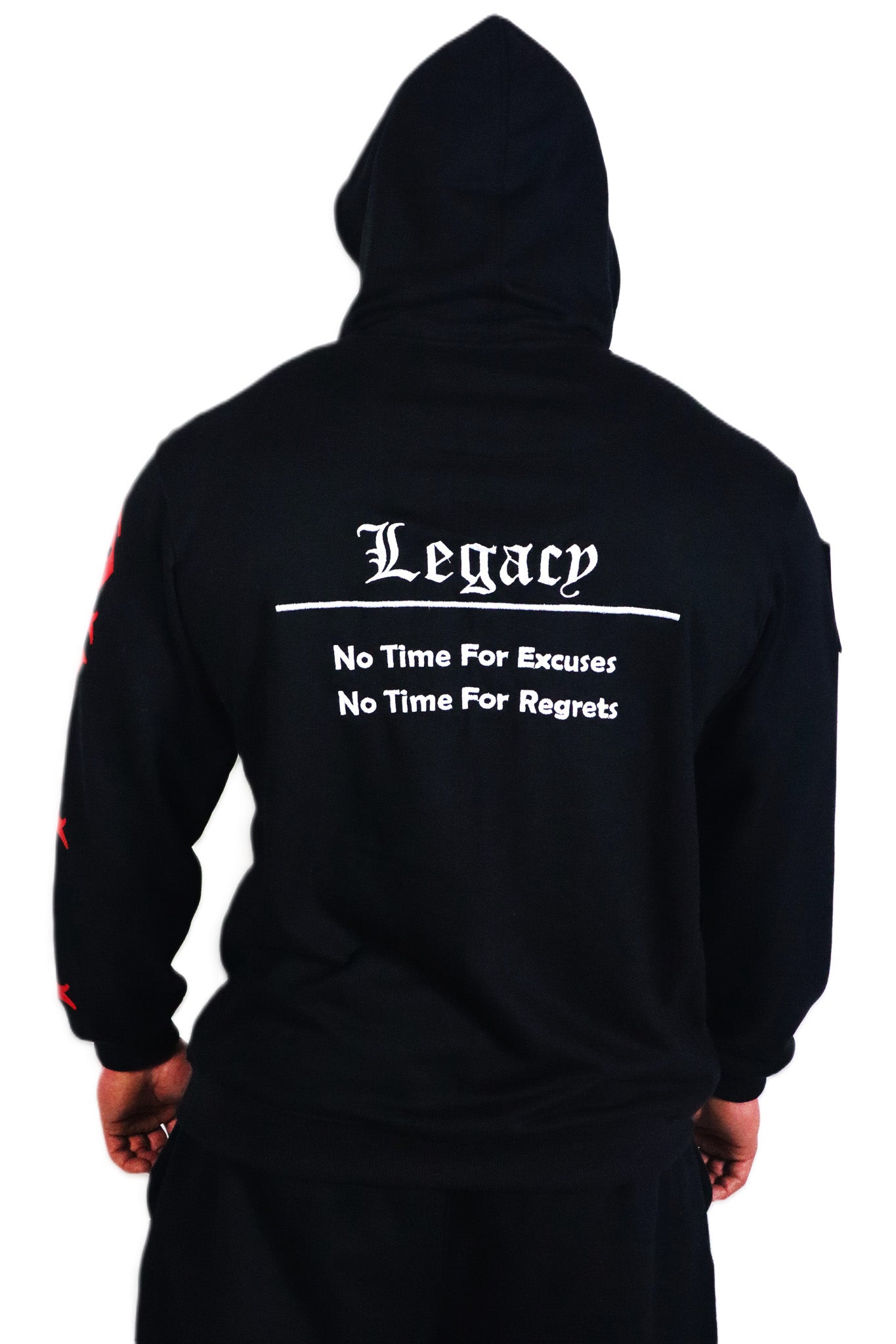 LEGACY BADGES ZIPPED HOODIE SCHWARZ/ROT