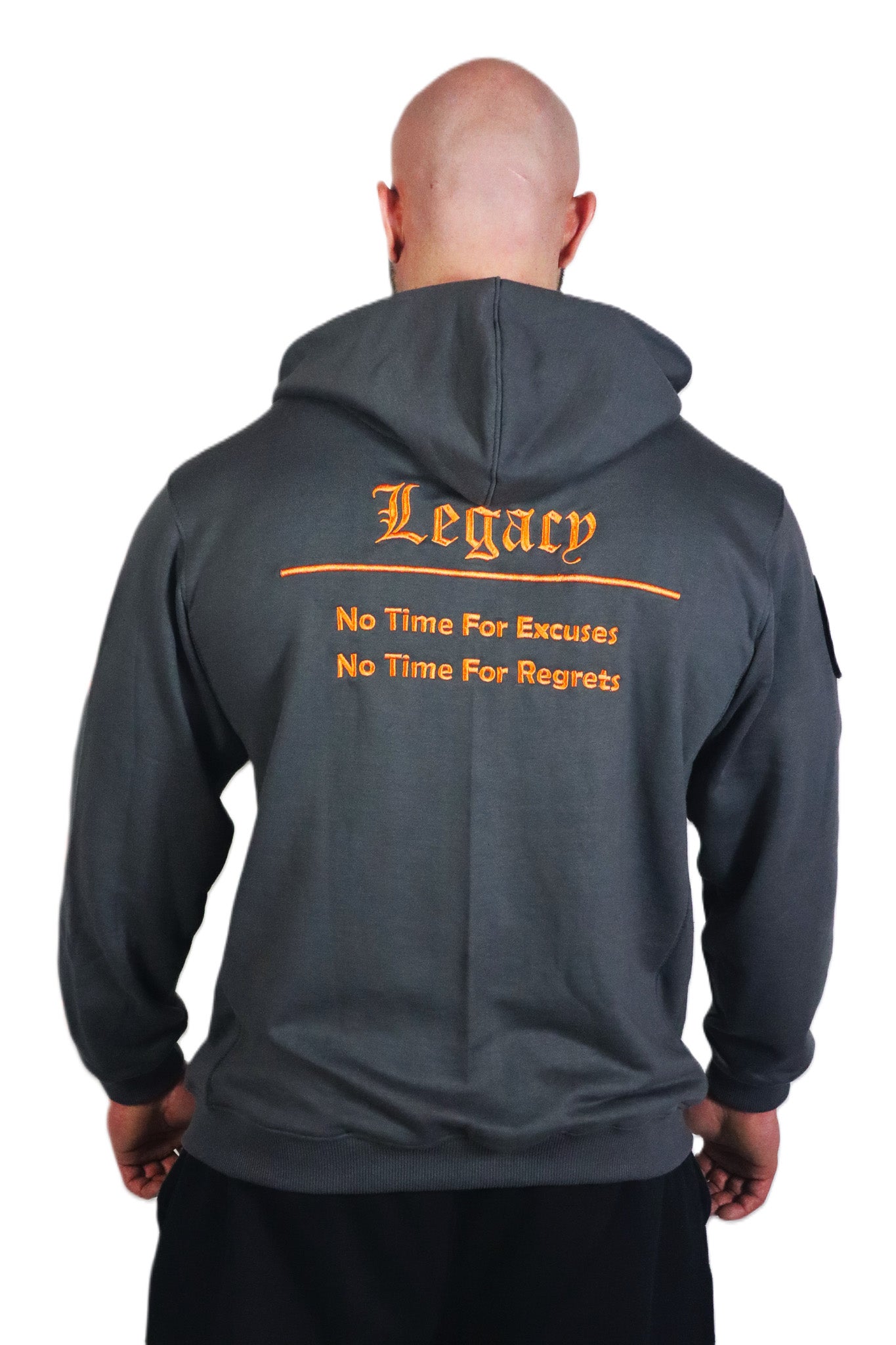 LEGACY BADGES ZIPPED HOODIE GRAU/ORANGE