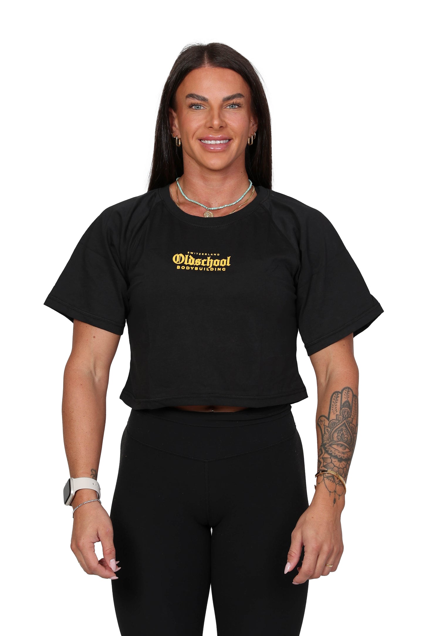 X WOMENS CROPPED T-SHIRT SCHWARZ/GELB