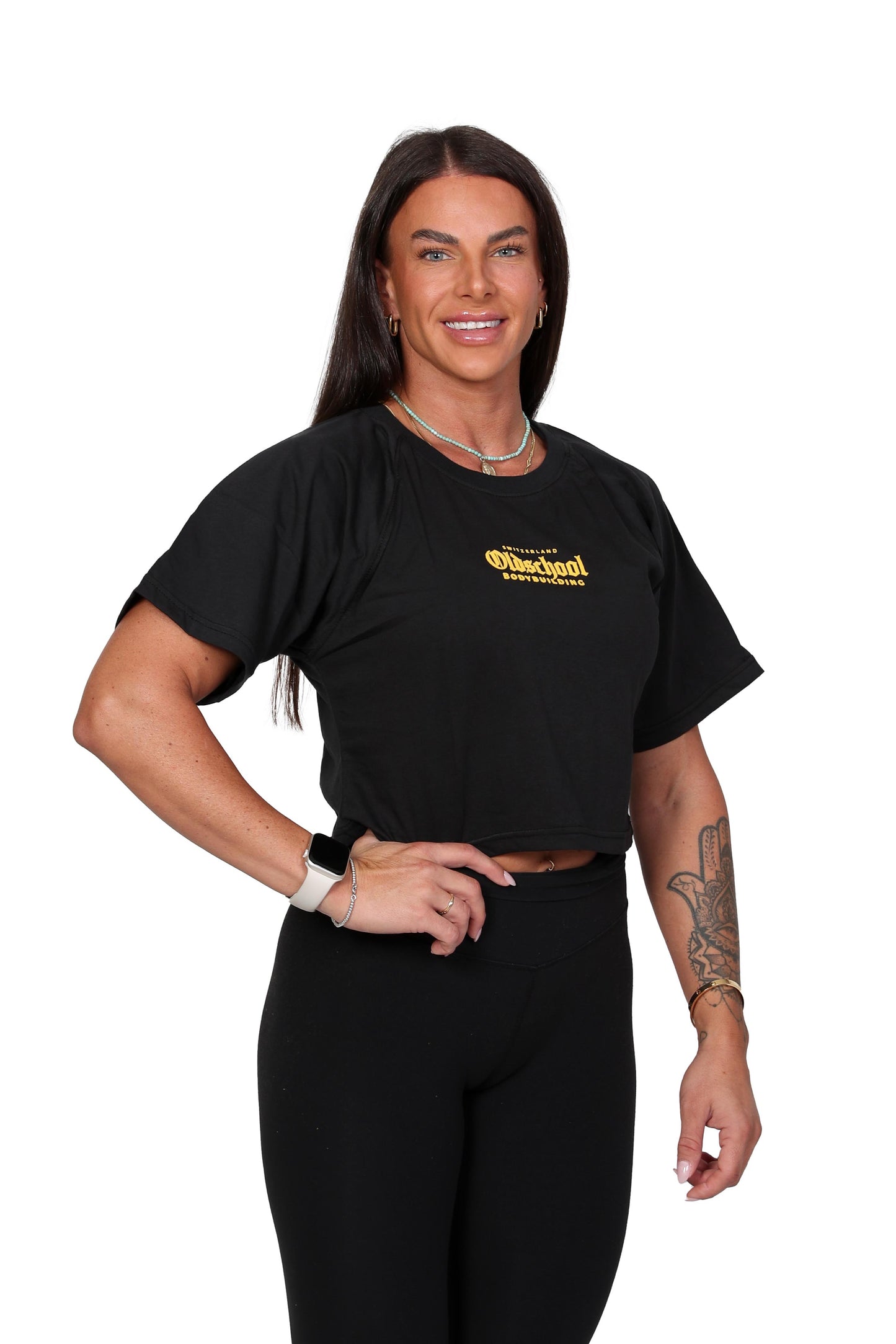 X WOMENS CROPPED T-SHIRT SCHWARZ/GELB